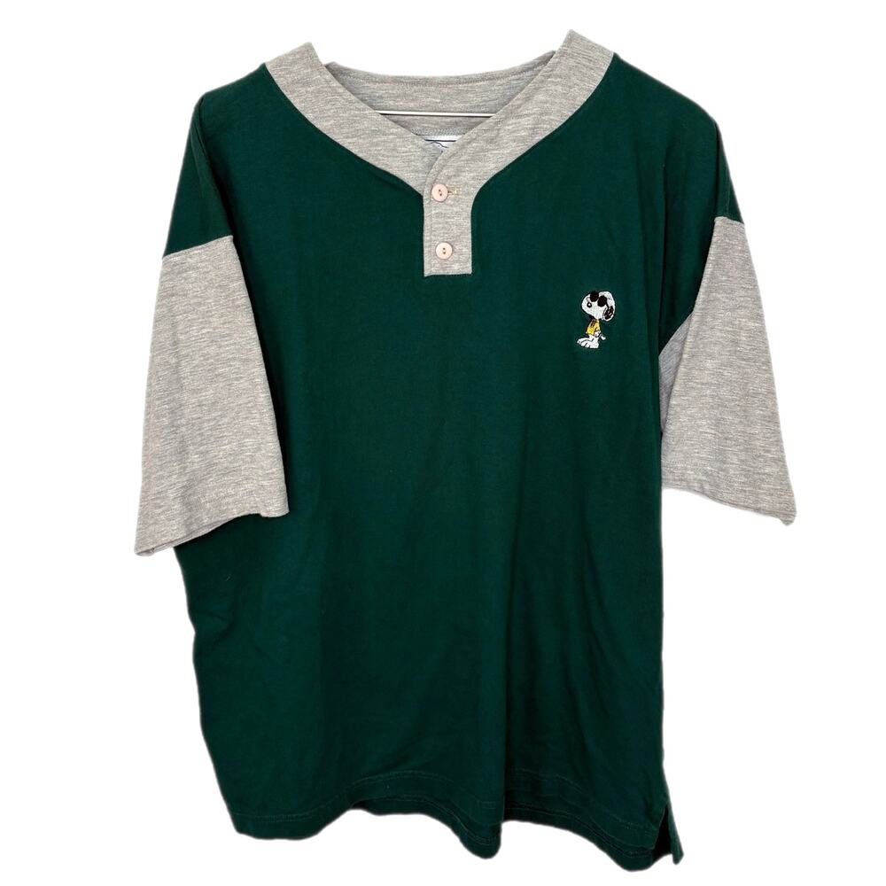 Vintage Snoopy Sunglasses Green Baseball T Shirt - Adult Size L